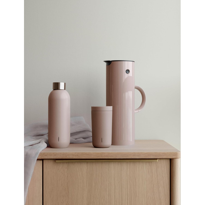 Термос Stelton EM77 - 1 л, з подвійними стінками, для гарячих/холодних напоїв, з скляною вставкою, магнітним затвором, гвинтовою кришкою, вінтажний дизайн (Heather)