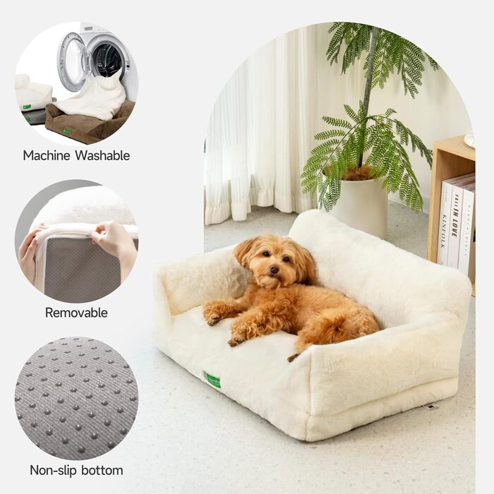 MEWOOFUN Cat Cave Cat Bed for Indoor Cats, Cute Kitten Bed Pet Sofa with Removable, Washable Cover and Anti-Slip Bottom for Small Dogs (White, ) (M, White)
