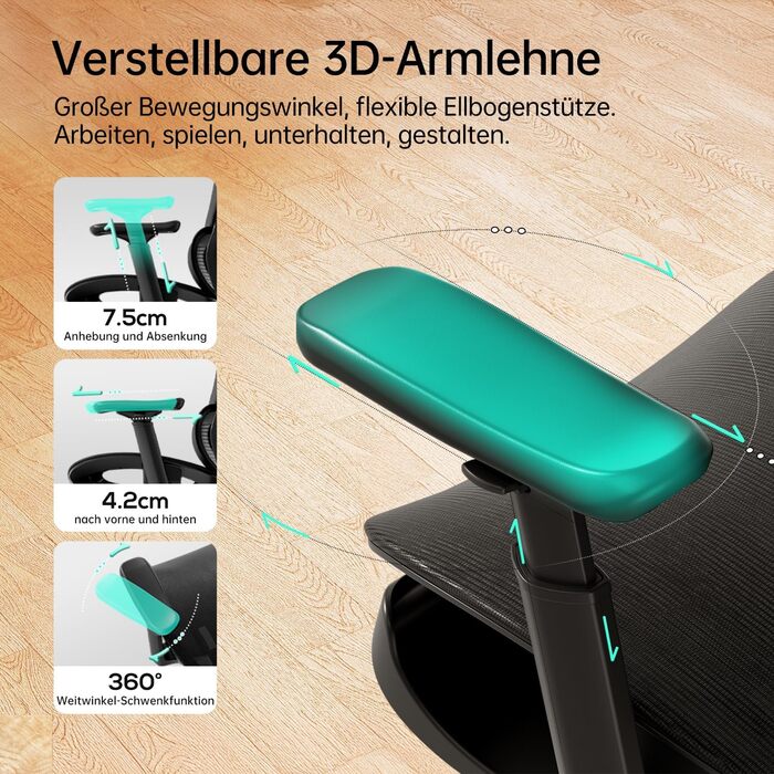 Hbada P2 Air Ergonomic Office Chair with 3D Lumbar Support, Adjustable Headrest & Armrests, Mesh Back, for Home & Office - Black (Luxury Edition)