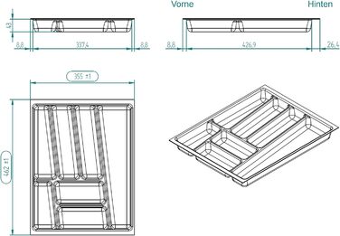 Органайзер для столових приборів ORGA-BOX II для шафи Nobilia 45 см (до 07/2012) сріблясто-сірий 462x355 мм