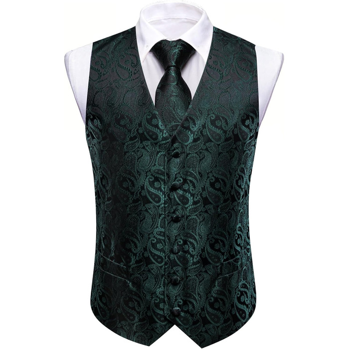Костюмний жилет Barry.Wang з паєтками, краватка, метелик, комплект з 8 предметів для весілля, зелений жаккард