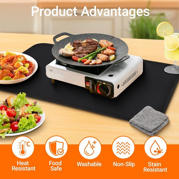 Термостійкий килимок під кавомашину: 3 шт. Захист від нагріву 40.5x60.5 см для плити, духовки, Airfryer. Антиковзка захисна підставка