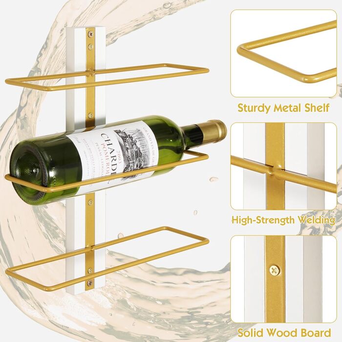 B4Life Wine Rack Bottle Rack, Wine Rack Wall for 9 Wine Bottles - Wine Rack Wall Wood, Metal Black Hanging Wine Rack Wall Mount Wine Bottle Racks for Kitchen, Dining Room, Bar