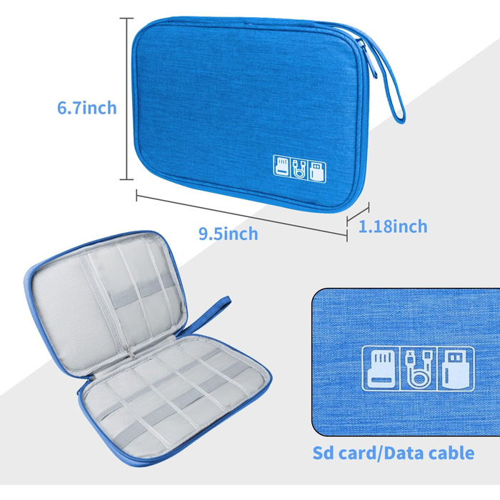 Органайзер для кабелів та аксесуарів A-sky Blue: для подорожей, бізнесу та роботи