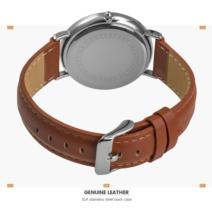 Чоловічий годинник Infantry MDC: мінімалістичний дизайн, кварцовий механізм, шкіряний ремінь (колір: коричневий)