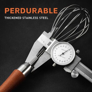 Віскільник з нержавіючої сталі з дерев'яною ручкою - кухонний віскільник для збивання яєць, тіста, соусів