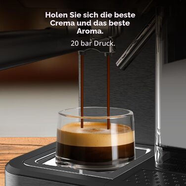 Кавомашина еспресо Cecotec Power Espresso 1350 Вт, 20 бар, сенсорний дисплей, резервуар 1.5л, капучинатор, подвійний холдер