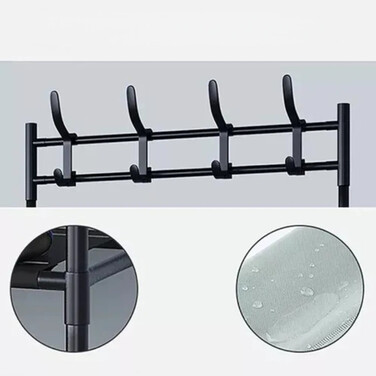 Relaxdays Coat Rack with 4 Shelves - Black