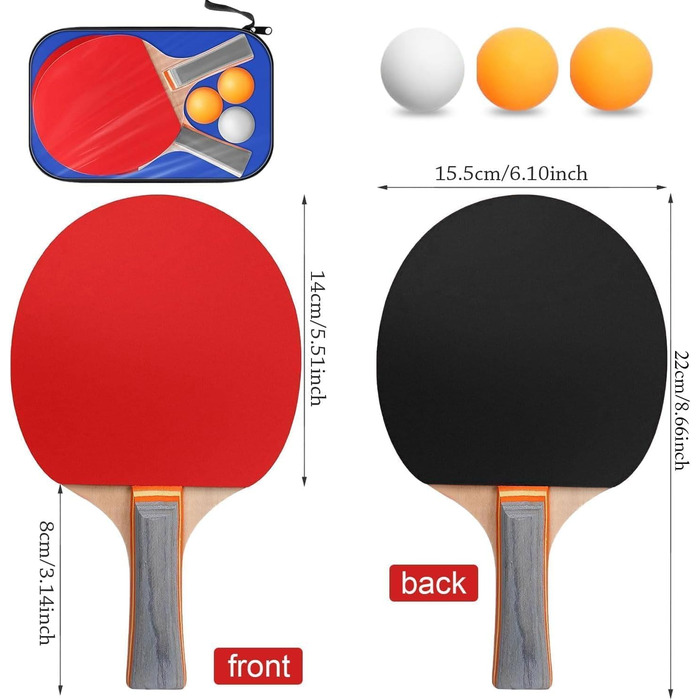 Преміум набір для пінг-понгу: 2 ракетки, 3 м'ячі, сумка, для початківців та досвідчених гравців