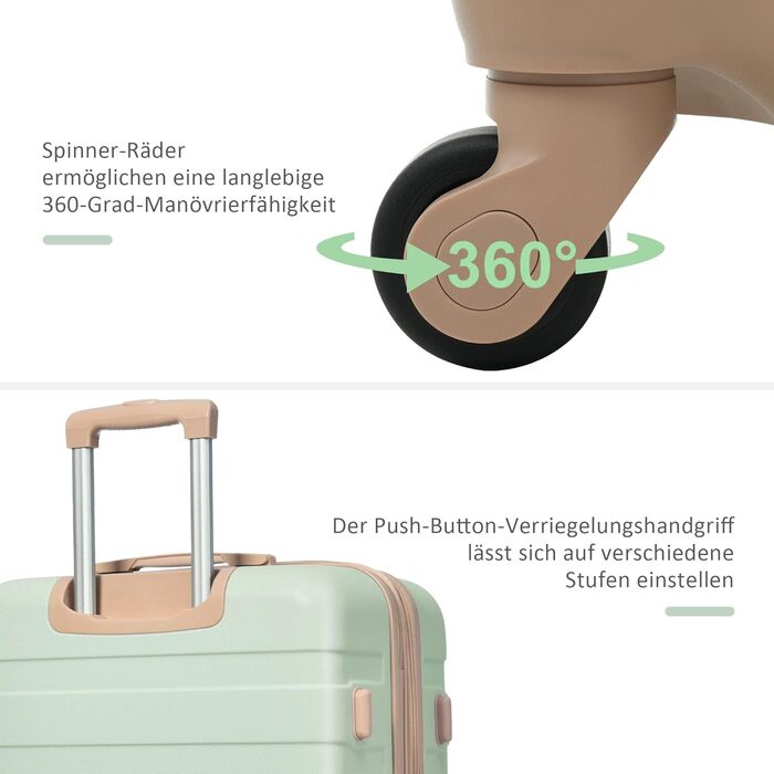 Набір валіз Merax 5 шт. з ABS-пластику, з колесами та TSA-замком, сіро-зелений