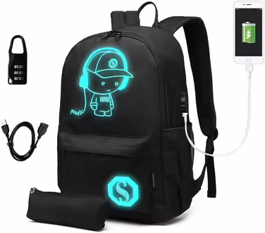 This backpack, school backpack, daypack, polyester, casual city backpack for university, outdoor, leisure, unisex (Black), E6879 BK, M