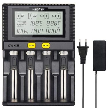 Зарядний пристрій MiBOXER C4-12 3A для AA, AAA, Li-Ion акумуляторів (LCD, регулювання температури)