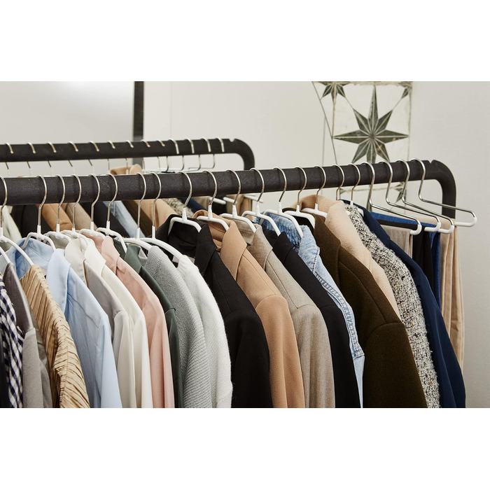 MAWA Clothes Hangers Light, Set of 20 space-saving (50%) and non-slip hangers, ideal for shirts and blouses, with a 360° rotatable hook and non-slip coating, 42 cm, White
