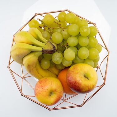 Металева фруктова ваза Chefarone - декоративний вінтажний кошик для фруктів (26x26x12 см, коричневий)