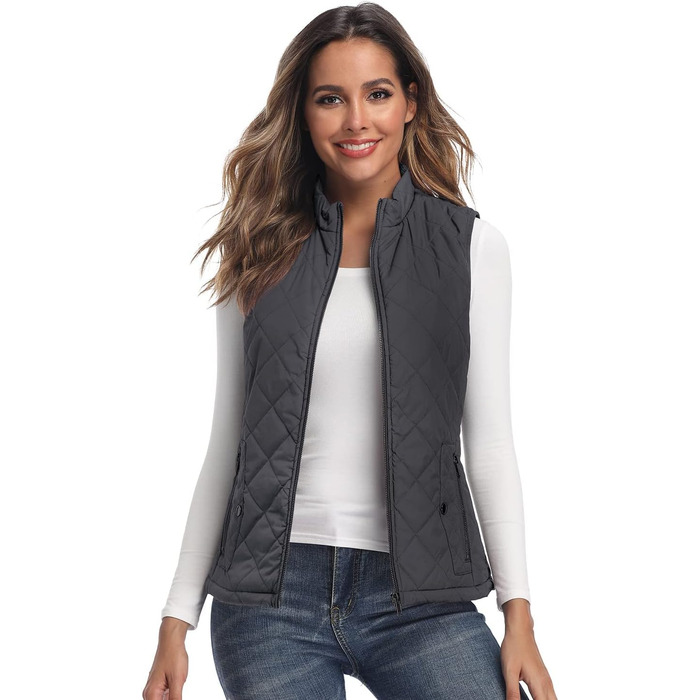 Жіноча легка куртка Longking з блискавкою, вологовідштовхуюча, для активного відпочинку (S, темно-сірий)