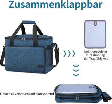 Термосумка Lubardy 15L/30L сіра/блакитна: велика, складана, водонепроникна для пікніка та обіду