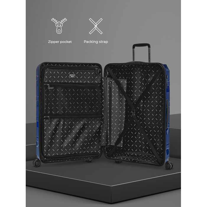 Чемодан REDOLZ Essentials 10: великий валіза-тележка 76 см, синій металік | з поліпропілену, 4 колеса, TSA-замок