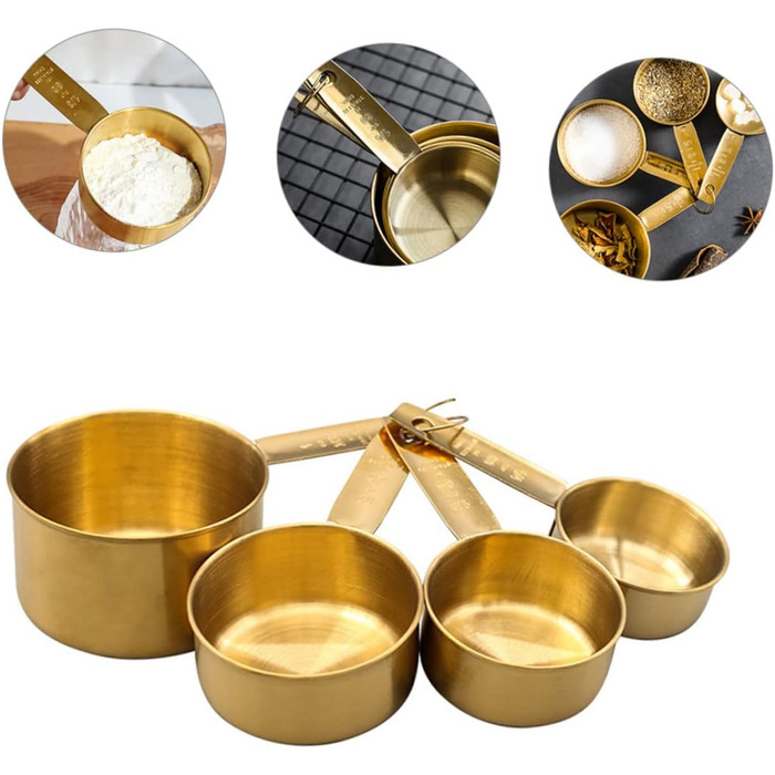 BESTOYARD 4-Piece Measuring Spoon Set - Stainless Steel, Wooden Cooking Spoon Set, Wooden Spoon Set, Baking Measuring Spoons, Measuring Scoop, Measuring Cup, Spoon Scoop, Long-Handled Measuring Spoons, Stainless Steel, 4 Pieces * 4