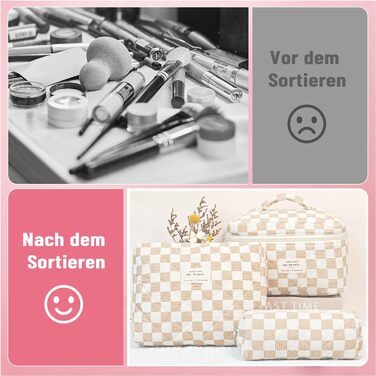 Набір косметичок з квітковим принтом для дівчаток та жінок, степкова косметичка для макіяжу, бавовняний набір культбеулів, косметичка Coquette, естетичний аксесуар Clean Girl, косметична сумочка (хакі в клітинку)