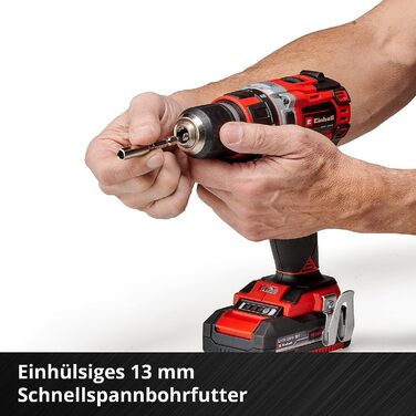Акумуляторний дриль-шуруповерт Einhell TP-CD 18/50 Li BL Power X-Change (18 В, Brushless, 50 Нм, 2 швидкості, патрон 13 мм, 2 x 2.0 Ah, зарядний пристрій, кейс)