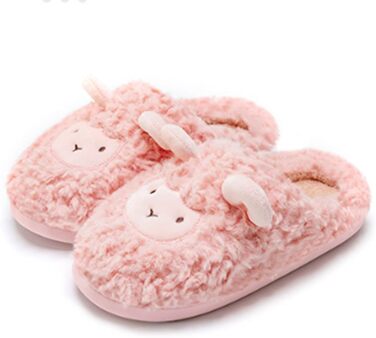 Тапочки халатні для дому та вулиці, м'які, плюшеві, у вигляді овечки, унісекс, білі (40~41, рожеві)