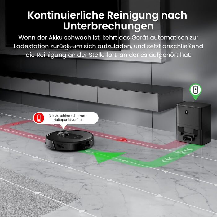 Робот-пилосос Proscenic Q8 Max+ з функцією миття, 8000Pa, 200 хвилин роботи, 3L пилозбірник, Lidar-навігація, уникнення перешкод, керування через додаток та голосове управління, для твердих поверхонь та килимів