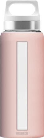 SIGG Dream Water Bottle (0.65 L), non-toxic and heat-resistant water bottle, leak-proof glass water bottle with silicone sleeve (Blush)