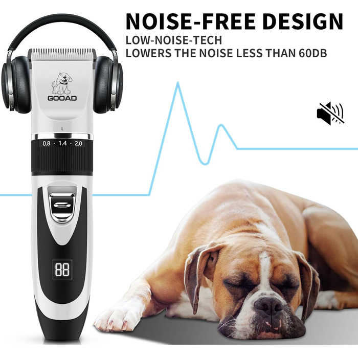 Електрична машинка для стрижки собак та котів, безшумна, USB, акумуляторна, бездротова, для собак та котів (біла)