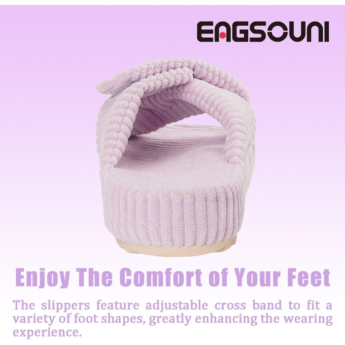 Жіночі домашні тапочки з меморі-піною, зручні, з перехресними ремінцями, антиковзні, для дому та сну, розмір 37/38 EU, світло-фіолетовий