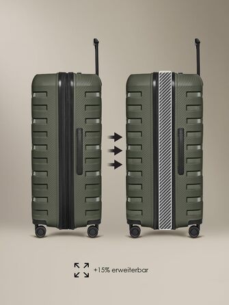 Чемодан тріумф SMARTBOX Olive L (76 см), розширюваний, 111-120 л, поліпропілен, 4 колеса, TSA-замок, 4.2 кг