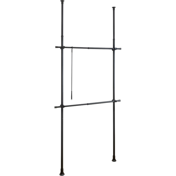 WENKO Telescopic Wardrobe System Hercules Basic (Black, Bundle with Hercules Basket, 2-Piece Set)