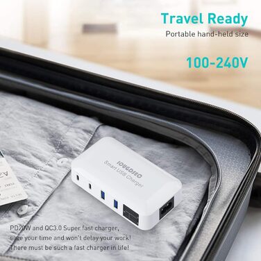 Зарядна станція Schnellladestation PD20W QC3.0 7-в-1 з LCD-дисплеєм, USB-роз'єми, сумісна з iPhone, iPad, Samsung, Huawei (Чорний)