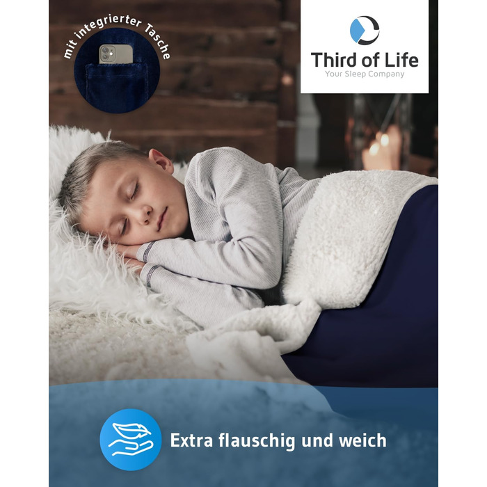 Пухова ковдра KAMI 150x200 см - тепла та м'яка ковдра з Sherpa для вітальні, дивану, ліжка. З кишенею для телефону та захистом від бруду. Велика, тепла зимова ковдра (Королівський синій)