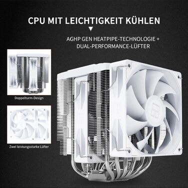 Кулер для процесора Thermalright Peerless Assassin 120 Digital ARGB White — двовежевий повітряний охолоджувач з цифровим дисплеєм, для AM4/AM5, LGA1851/1700/1200/115X