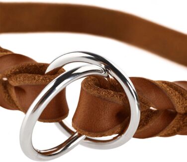 HUNTER Нашийник для дрессури SOLID EDUCATION, колір: коньяк, міцне шкіряне плетиво, з кільцем-обмежувачем, Made in Germany, розмір: M-L