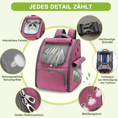 Рюкзак для котів та собак ALLSOPETS, складний, дихаючий, з сонцезахистом, для маленьких котів та собак, ідеальний для подорожей, кемпінгу та піших прогулянок (Беerenроже)