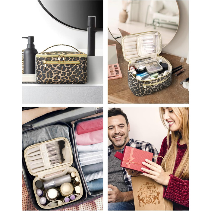 Косметичка для жінок, велика дорожня косметичка для макіяжу з відділенням для пензлів, органайзер, культові сумки з PU-шкіри, портативна сумочка для макіяжу, зелена (патент)