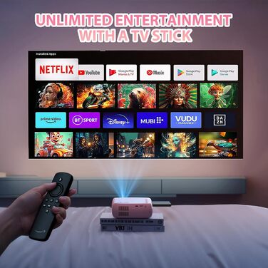 Портативний проєктор KSBABY Outdoor LED, міні проєктор для перегляду фільмів на вулиці, сумісний з HDMI, USB, ноутбуком, TV Stick, iOS та Android. Рожевий.