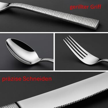 Набір столових приборів 60 предметів з нержавіючої сталі на 12 осіб – елегантний полірований набір, придатний для миття в посудомийній машині, стійкий до корозії. Для вишуканого сервірування столу вдома та на свята (Модель 5)