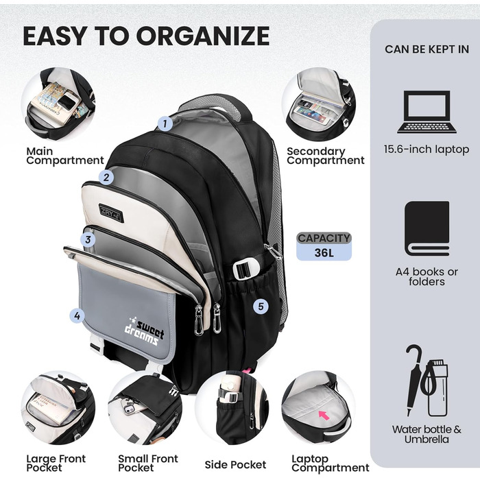 Шкільний рюкзак-тележка для дівчаток-підлітків, рюкзак для школи на колесах, знімний тролей, шкільний ранець для початкової та середньої школи, сумка для подорожей з 6 колесами, 36L - Зелений (Чорний)