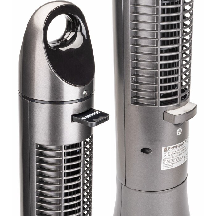 Колонний вентилятор Powermat SATIN TOWER-80, сріблястий/сірий