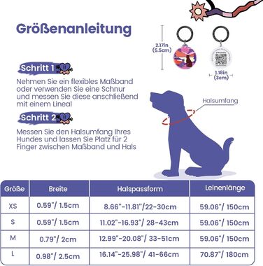 Набір повідка та нашийника для собак, регульований, для щоденних прогулянок, фіолетовий, XS (22-30 см, 1.5 м)