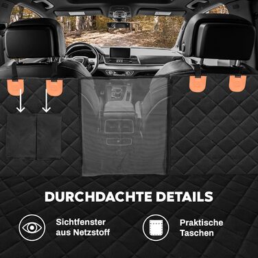 Захист для заднього сидіння автомобіля для собак від Hainberger: водовідштовхувальний, стійкий до подряпин, з боковим захистом та оглядовим вікном, 137x147 см