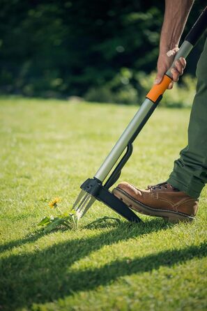 Телескопічний видаляч бур'янів Fiskars Smart-Fit 1-1,19 м, нержавіюча сталь, пластиковий руків'я, чорний/помаранчевий, 1020125