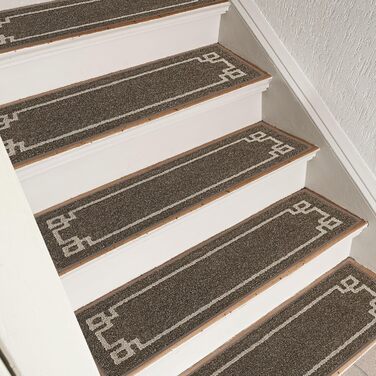 Килимок для сходин BEQHAUSE, 15 шт., самоклеючий, для дітей, літніх людей та домашніх тварин, 100% поліестер, TPE-підкладка, 22x70 см, коричневий