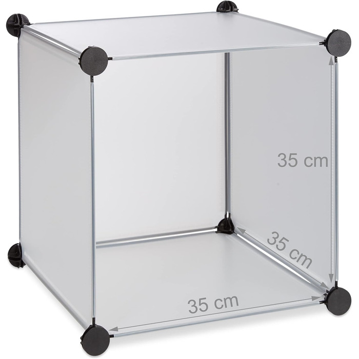Relaxdays Clothes Rack System with 2 Clothes Rails, Wardrobe with 14 Compartments, Plastic Shelf System (Transparent)