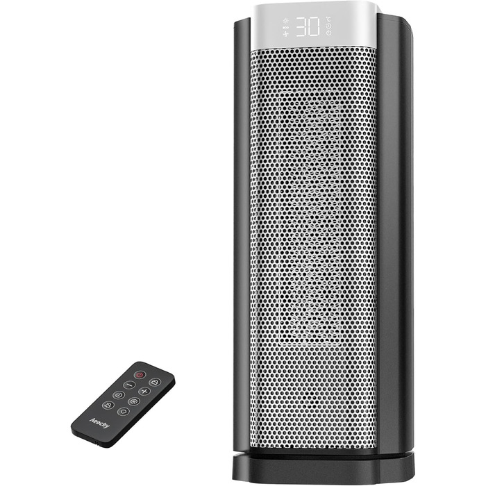 Електричний обігрівач AEOCKY 3 покоління з AI-термостатом, 1800 Вт, PTC, для дому, з пультом, 70° осциляція, тихий, безпечний, портативний, для офісу, спальні, кімнати