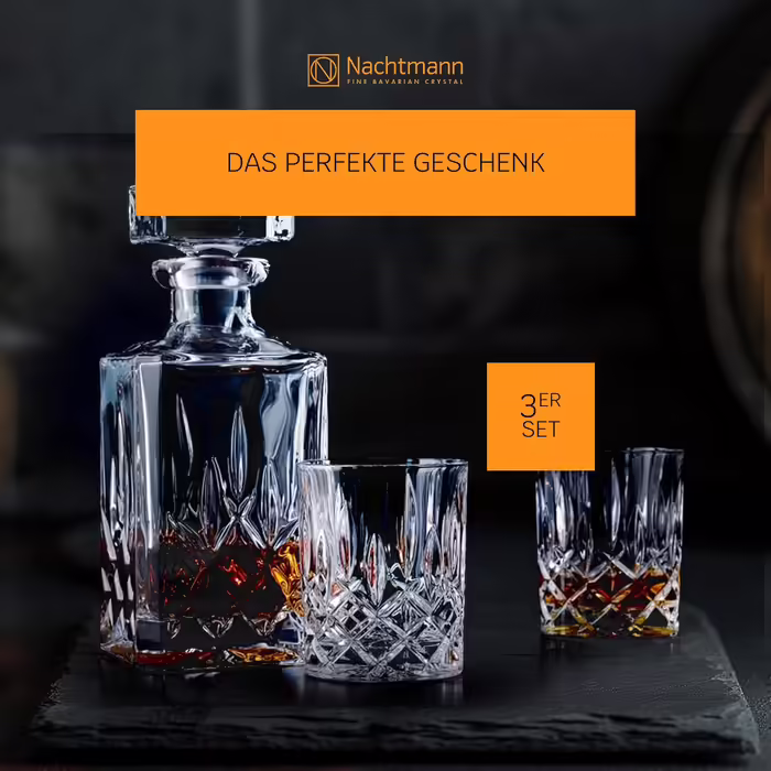 Nachtmann 3-Piece Whisky Set, 750 ml Carafe with 2 Whisky Glasses 295 ml, Noblesse, 91899, Crystal Glass Whisky Gift Set, Dishwasher Safe
