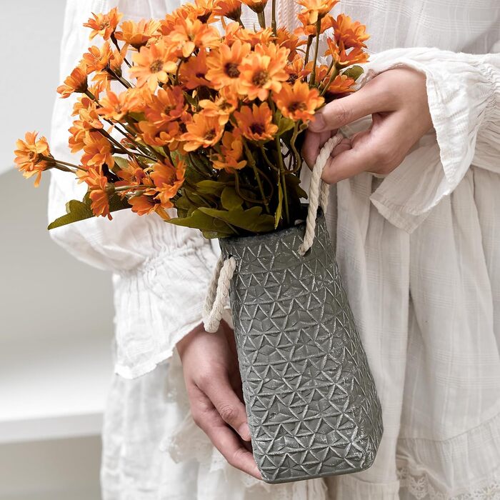 Керамічна ваза, синьо-коричневий дизайн, ваза в скандинавському стилі для декору, сучасна ваза для вітальні, спальні, кухні, передпокою, ванної кімнати (Шиферно-сірий, 17,8 см)