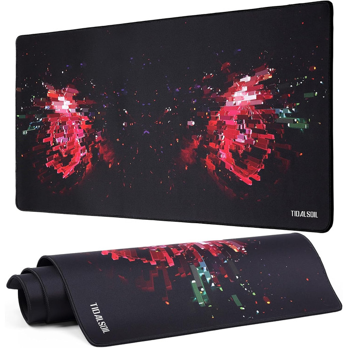 Килимок для миші ігровий XXL 900x400 мм - антиковзаюча підкладка для столу з гумовою основою, для геймерів та офісу, з міцним краєм (Rotes Pixel)